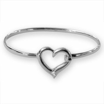 Sterling Silver Plated Heart Bangle
