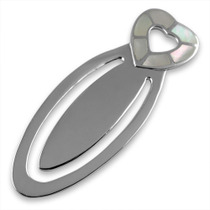 Sterling silver mother of pearl heart bookmark