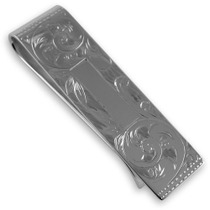 Sterling silver hand engraved money clip