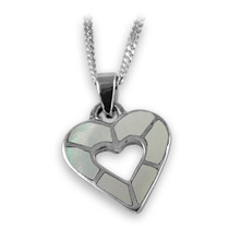 Sterling silver mother of pearl heart pendant