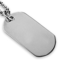 Sterling silver oval dog tag - 3.5cm