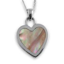 Sterling silver pink shell heart pendant