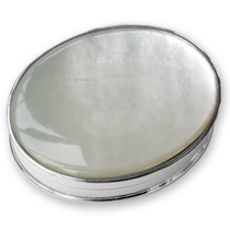 Sterling silver mother of pearl oval pill box