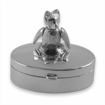 Silver plated teddy bear oval tooth box