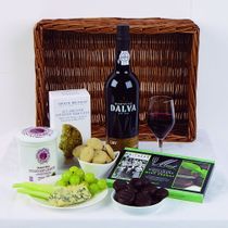 LBV PORT,STILTON JAR,MINTS AND BISCUITS IN A WICKER TRAY