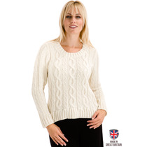 Cornish Crew Cream Aran Cable Jumper Sweater