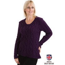 Cornish Crew Purple Aran Cable Jumper Sweater
