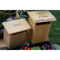 Classic Lid Oak Post Box Personalised