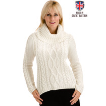 The Hills 2 - Cowl Neck Aran Cable Jumper Sweater