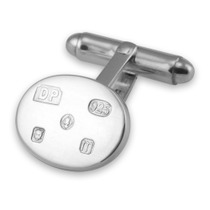 Silver Oval T-Bar Cufflinks - Hallmarked