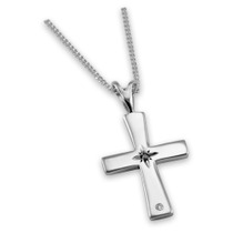 Sterling Silver Cross with Diamond & Feature Jubilee Mark