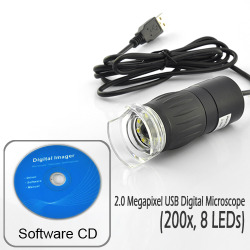 2.0 Megapixel USB Digital Microscope (200x, 8 LEDs)