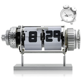 ELECTRO MECHANICAL FLIP CLOCK WITH ALARM AND LED WHITE LIGHTS (WHITE)