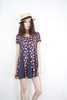 JEMIMA - MUSTARD AND BURGANDY ROSE PRINT WITH MINI DOT DRESS