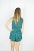 CAMILLA - GREEN WITH BLACK HEARTS PLAYSUIT