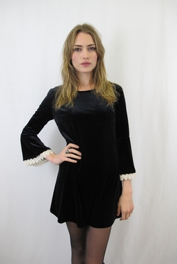 CORINNE - BLACK VELVET FLOATY DRESS