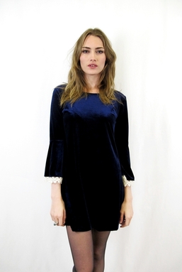 CORINNE - NAVY VELVET FLOATY DRESS