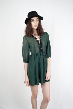 ANNIE - FOREST GREEN DRESS