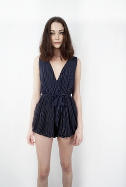 CAMILLA - NAVY DOT PRINT PLAYSUIT