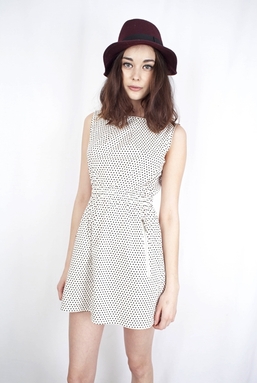 LUCY - IVORY AND BLACK DOT DRESS