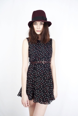DASHA - MULTI COLOUR HEARTS ON BLACK DRESS