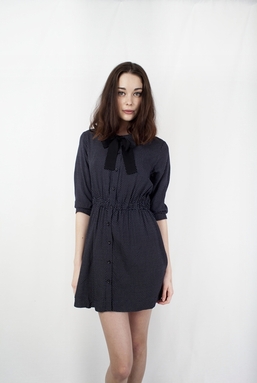 LINDSAY - BLACK WITH IVORY MINI DOT DRESS