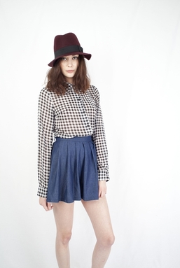 MADISON - BLACK AND IVORY GINGHAM BLOUSE