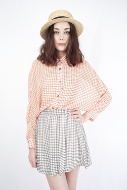 AMY - RED GRID BLOUSE