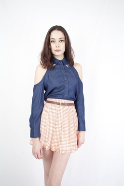 MINA - RED GRID SKIRT