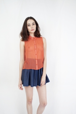 ELISE - CORAL WITH BLUE DOT TOP