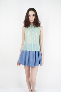 ELISE - PASTEL GREEN WITH IVORY DOT TOP
