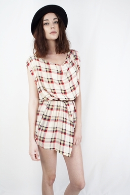 SERENA - RED, YELLOW, ORANGE AND NAVY PLAID DRESS