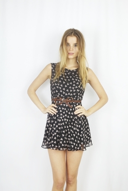 DASHA - BLACK WITH GREY HEARTS DRESS