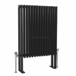 HLB80 Hudson Reed 900x570mm Fin High Gloss Black Floor Mounted Radiator