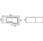 AQJ005 Bolsena 1800x900x800 Aquajet Shower Bath Right Hand