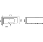 AQJ007 Maggiore 1700x850x750 Aquajet Shower Bath Left Hand