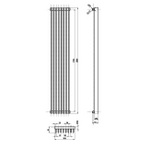 HLS88 Hudson Reed Fin 1800x304mm Fin High Gloss Silver Vertical Radiator