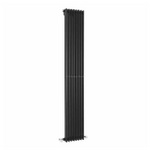 HLB89 Hudson Reed 1500x304mm Fin High Gloss Black Vertical Radiator
