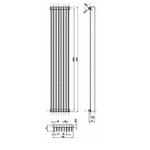 HLS89 Hudson Reed 1500x304mm Fin High Gloss Silver Vertical Radiator
