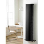 HLB91 Hudson Reed 1500x342mm Parallel High Gloss Black Vertical Radiator