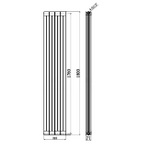 HLB58 Hudson Reed 1800x318mm Rapture High Black Gloss Designer Radiator
