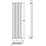 HLS53 Hudson Reed 1800x354mm Savy High Gloss Silver Radiator