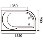 SIM065 Serena 1550x900 Left Hand Bath