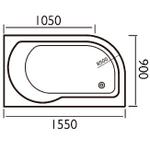 SIM067 Serena 1550x900 Right Hand Bath With Armour Plus