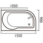 SIM068 Serena 1550x900 Left Hand Bath With Armour Plus