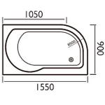 SIM070 Serena 1550x900 Right Hand Bath With Simply Air
