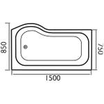 SIM071 Calypso 1500x850x750 Left Hand Bath