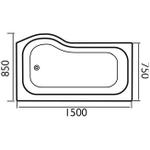 SIM073 Calypso 1500x850x750 Right Hand Bath With Armour Plus