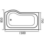 SIM075 Calypso 1500x850x750 Left Hand Bath With Simply Air