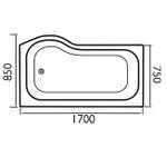 SIM077 Calypso 1700x850x750 Left Hand Bath